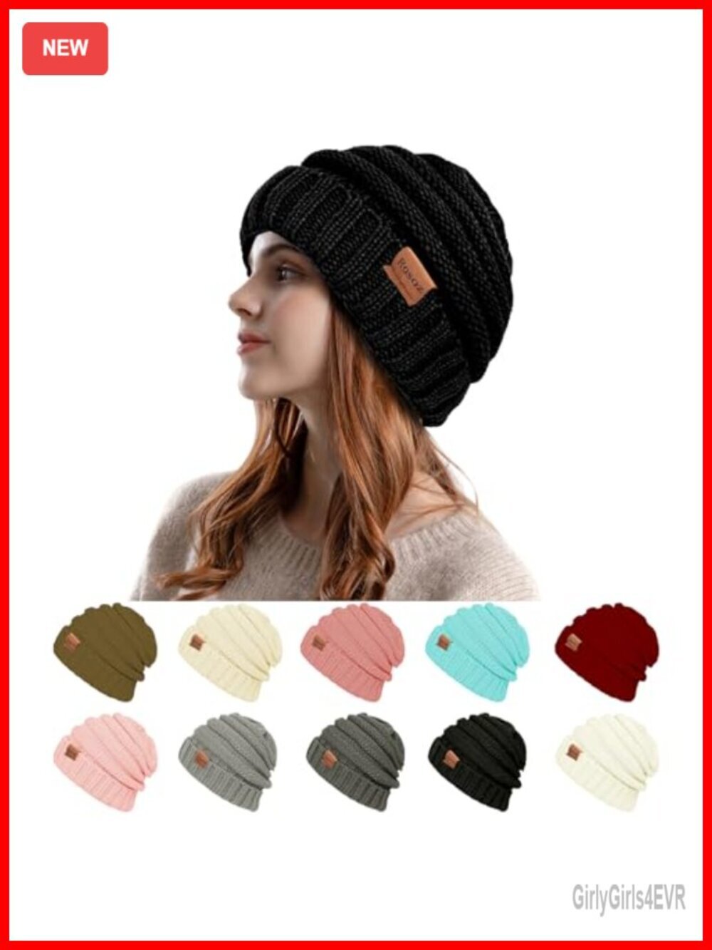 Slouchy Beanie for Women Knit Winter Hat Thick Acrylic Warm Cold Weather